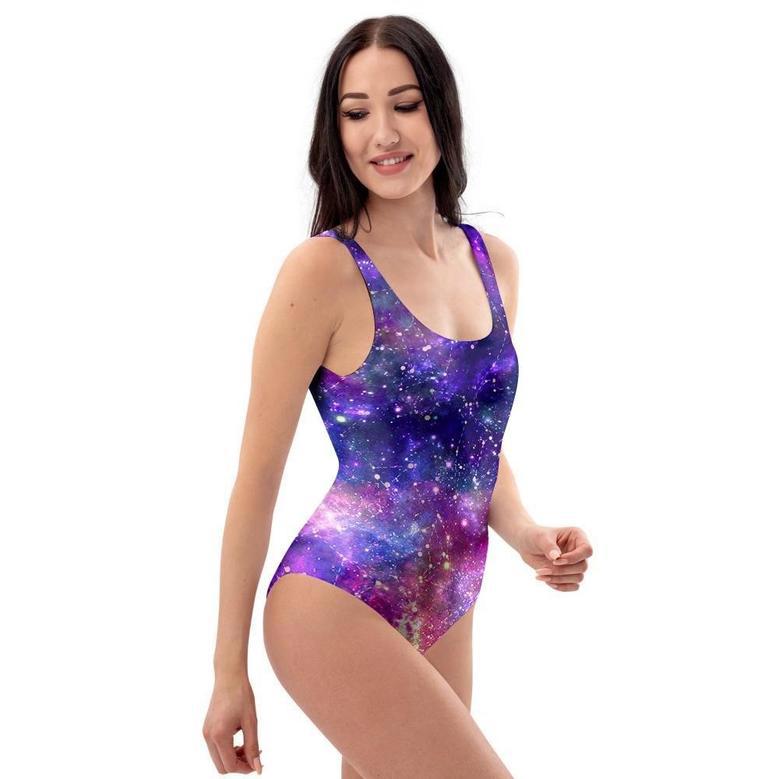 Galaxy Night Print One Piece Swimsuite