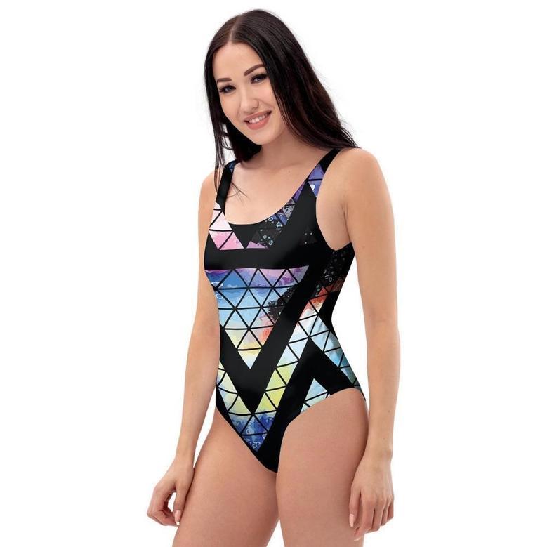 Galaxy Space Triangle One Piece Swimsuite