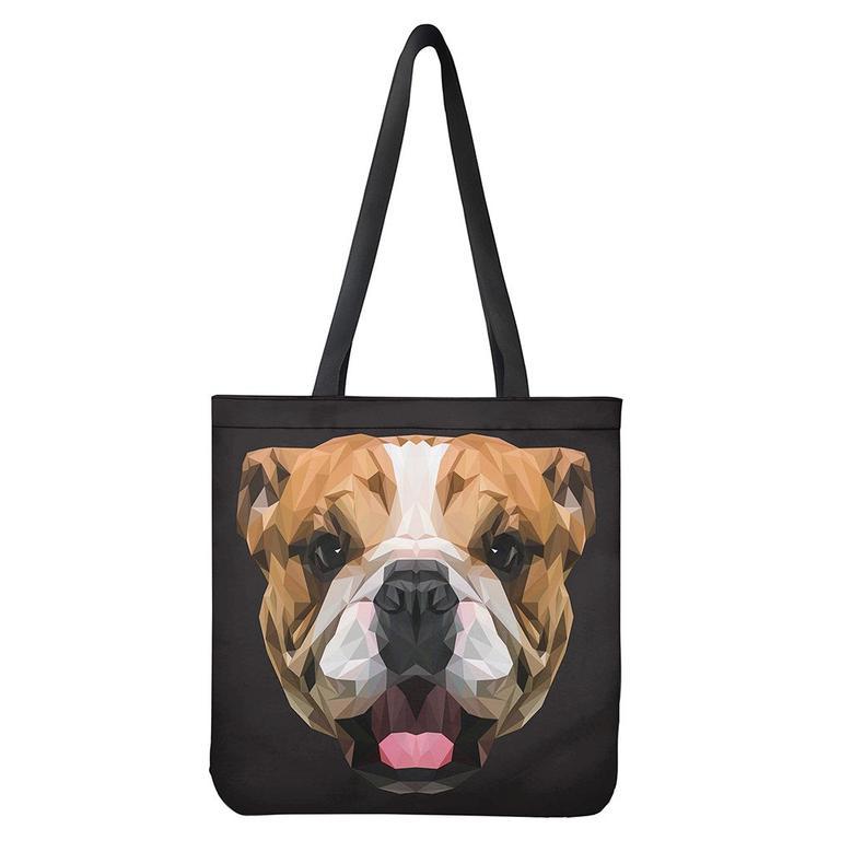 Geometric English Bulldog Print Tote Bag