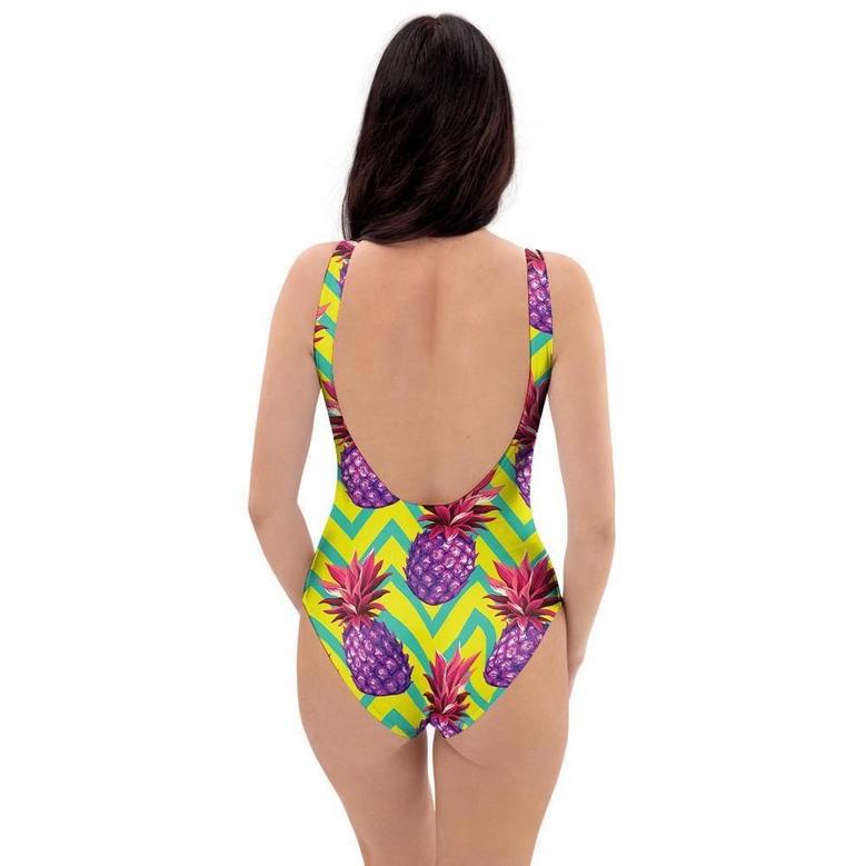 Geometric Hawaiian Pineapple Print One Piece Swimsuite