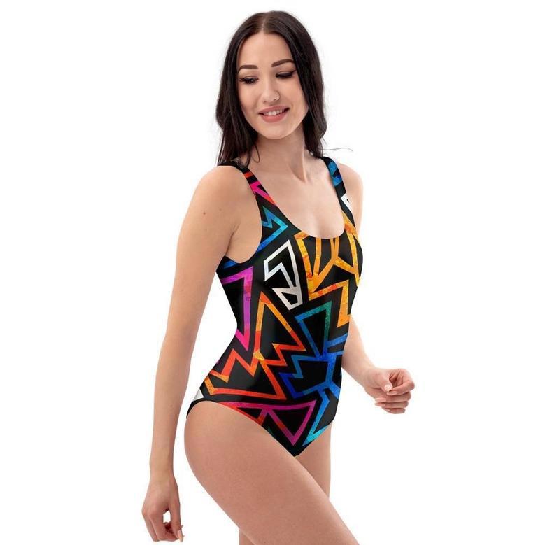 Geometric Print One Piece Swimsuite