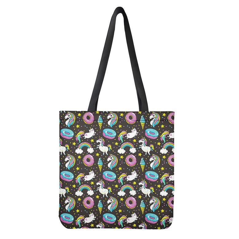 Girly Unicorn Donut Pattern Print Tote Bag