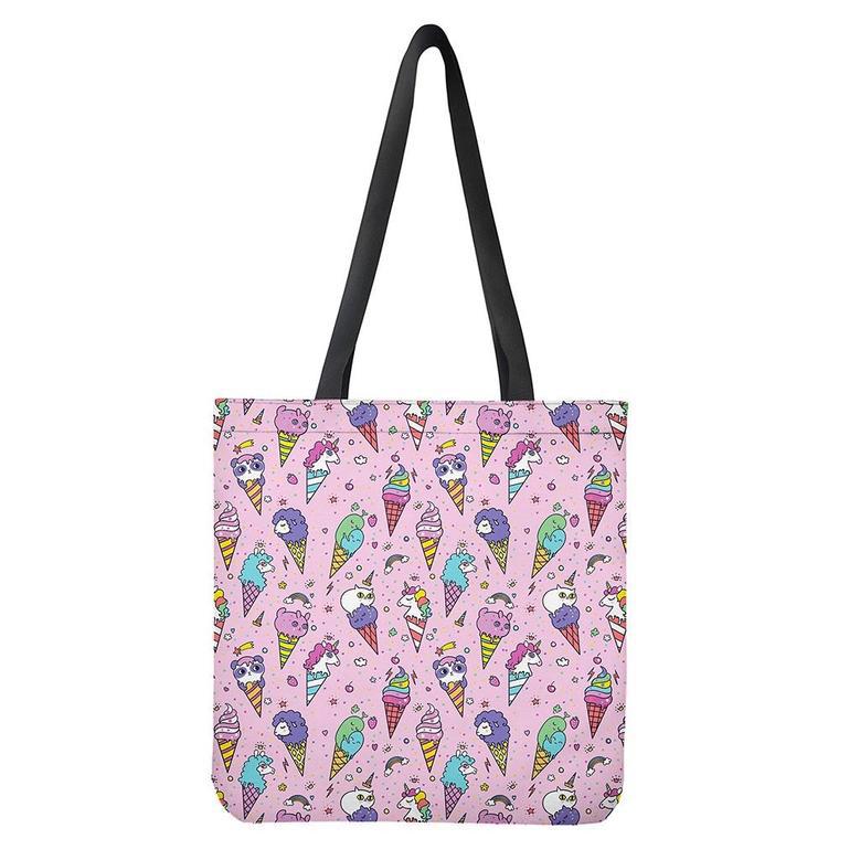 Girly Unicorn Ice Cream Pattern Print Tote Bag