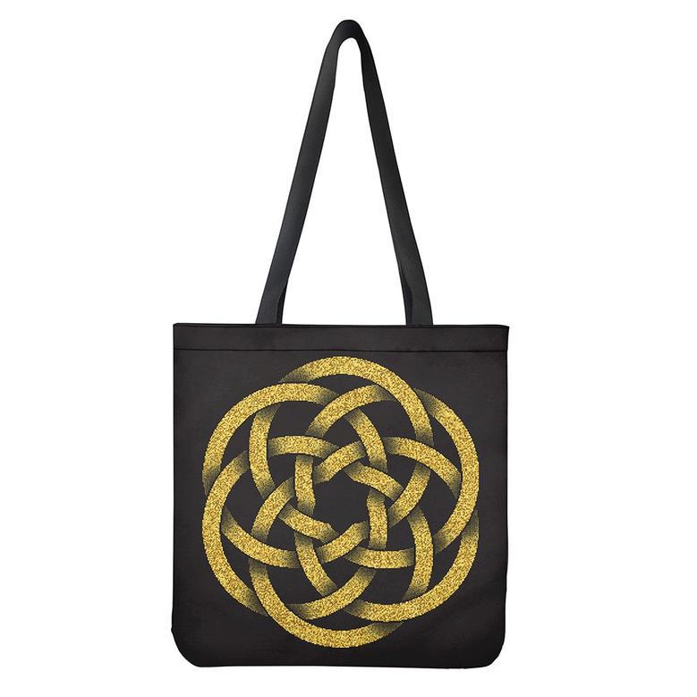 Gold Circle Celtic Knot Symbol Print Tote Bag