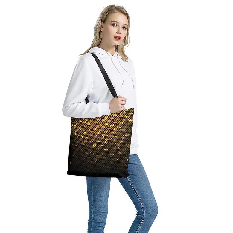 Gold Disco Lights Pattern Print Tote Bag