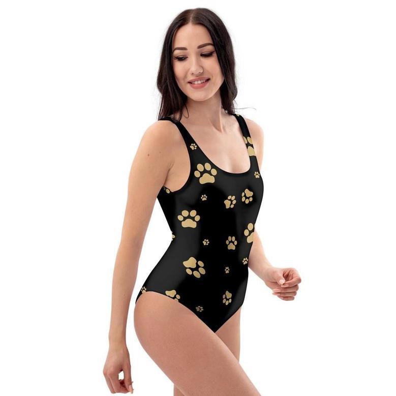 Gold Footprint Paw One Piece Swimsuite