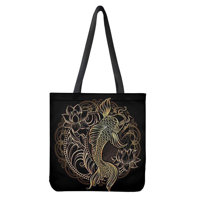 Gold Koi Carp Fish Print Tote Bag