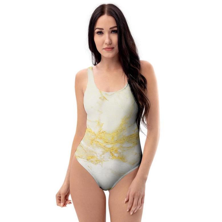 Gold Marble One Piece Swimsuite