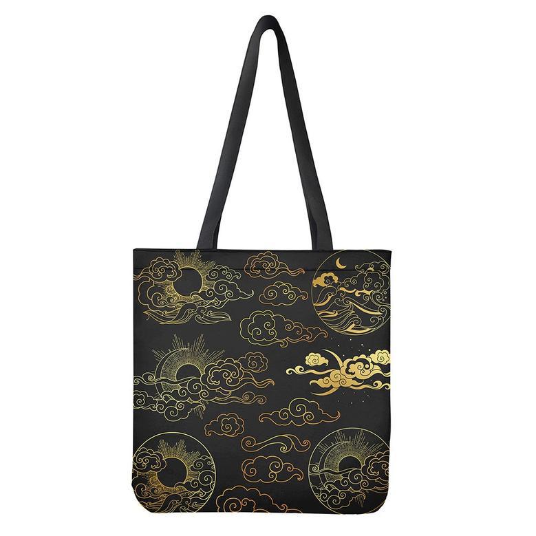 Gold Moon And Sun Print Tote Bag