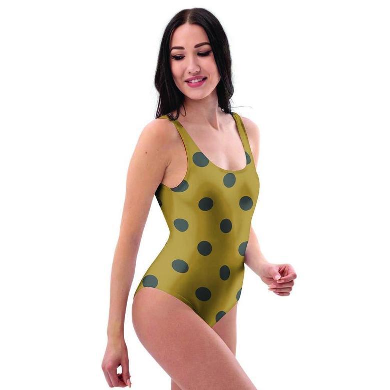 Gold Polka Dot One Piece Swimsuite