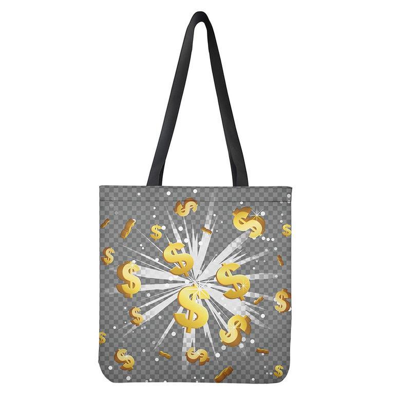 Golden Dollar Sign Explosion Print Tote Bag