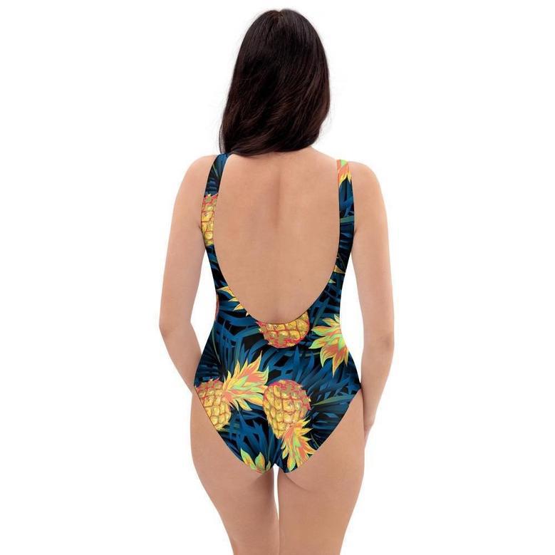 Golden Pineapple Edm Hawaiian Print One Piece Swimsuite