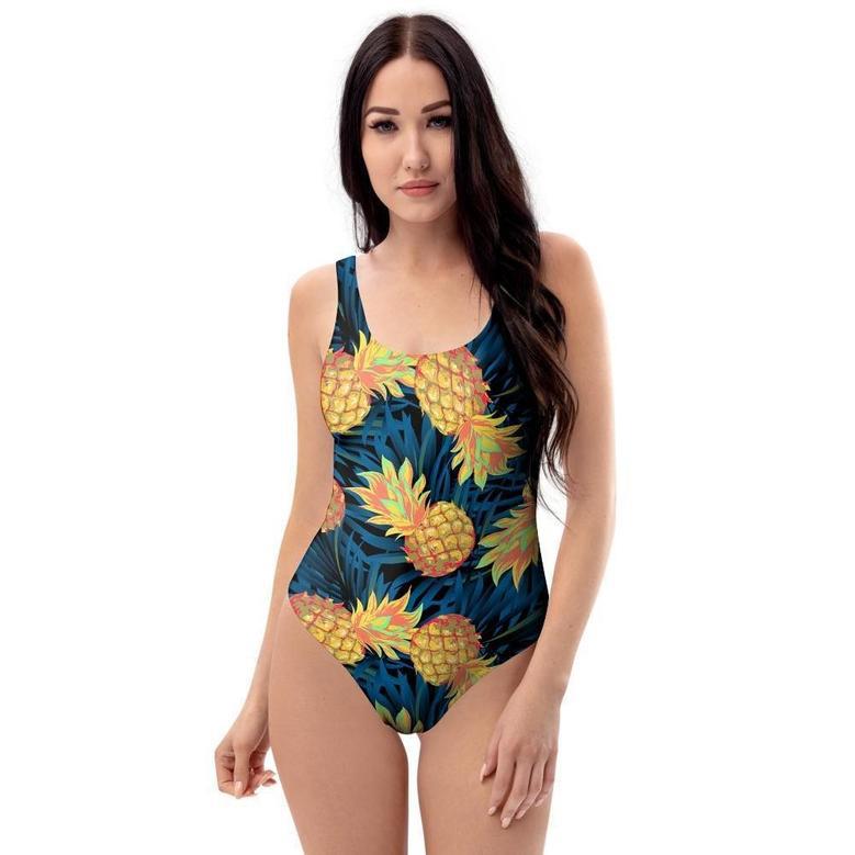 Golden Pineapple Edm Hawaiian Print One Piece Swimsuite