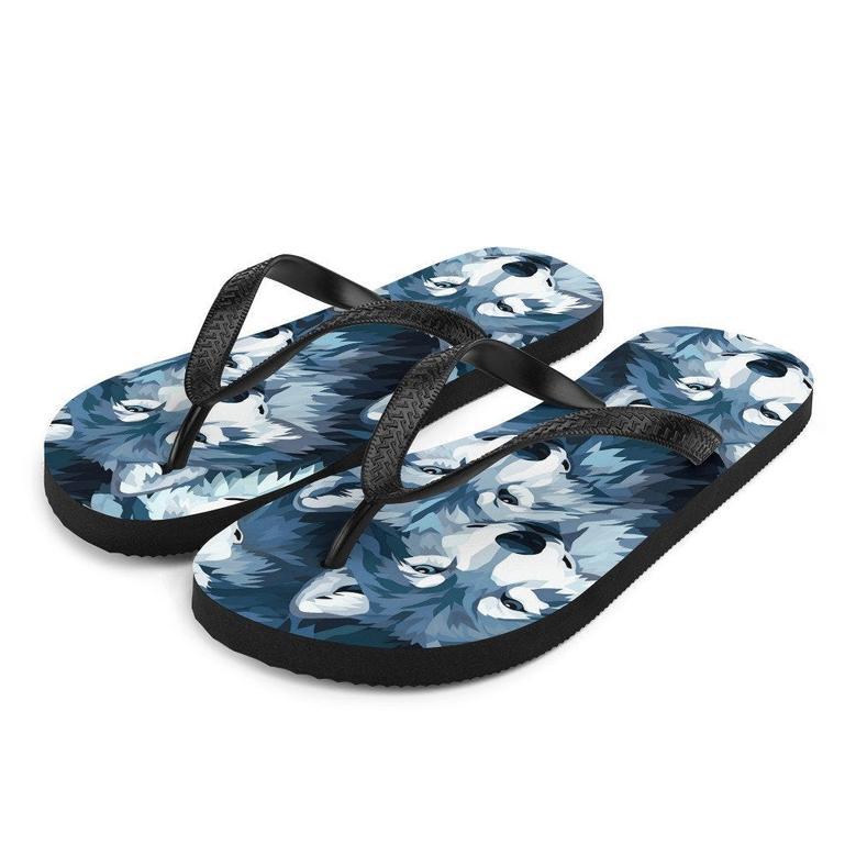 Gray Wolf Flip Flops