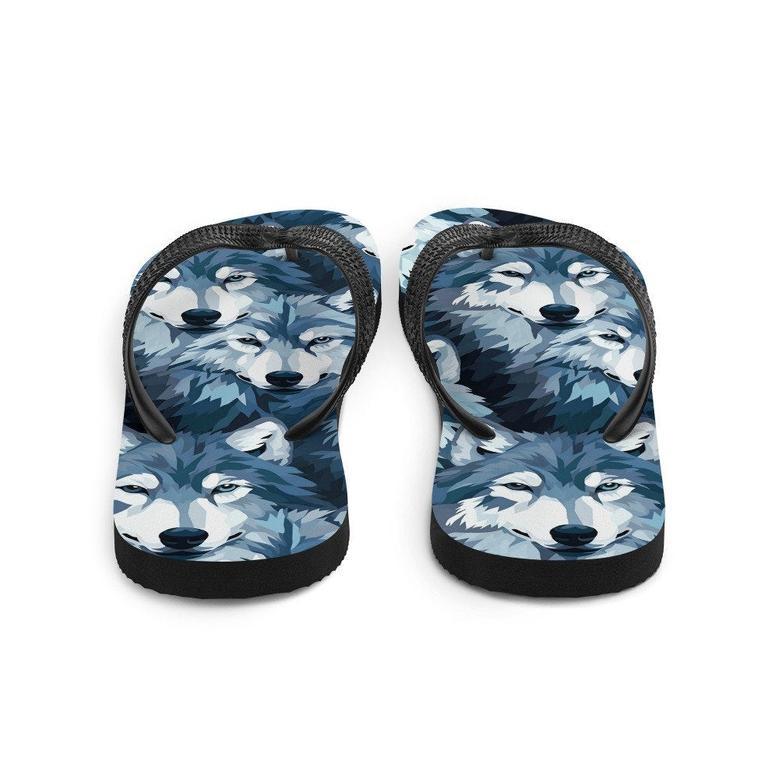 Gray Wolf Flip Flops