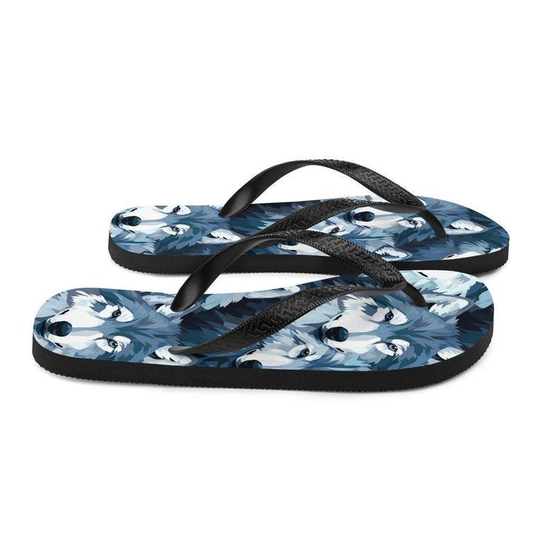 Gray Wolf Flip Flops