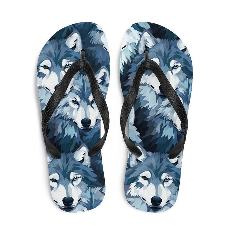 Gray Wolf Flip Flops