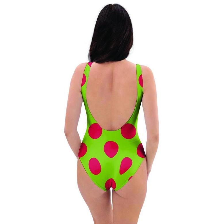 Green And Red Polka Dot One Piece Swimsuite