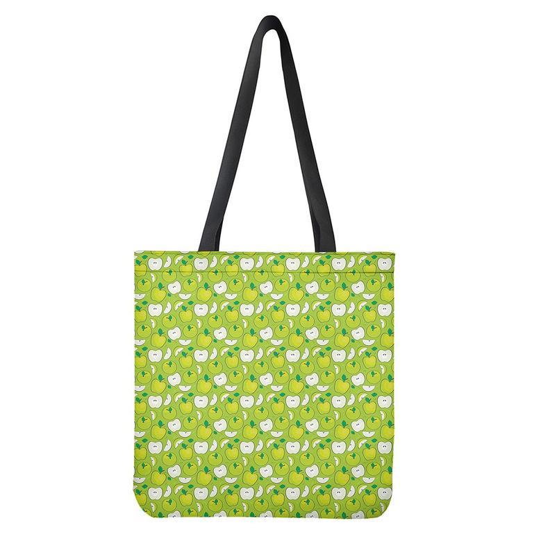 Green Apple Fruit Pattern Print Tote Bag