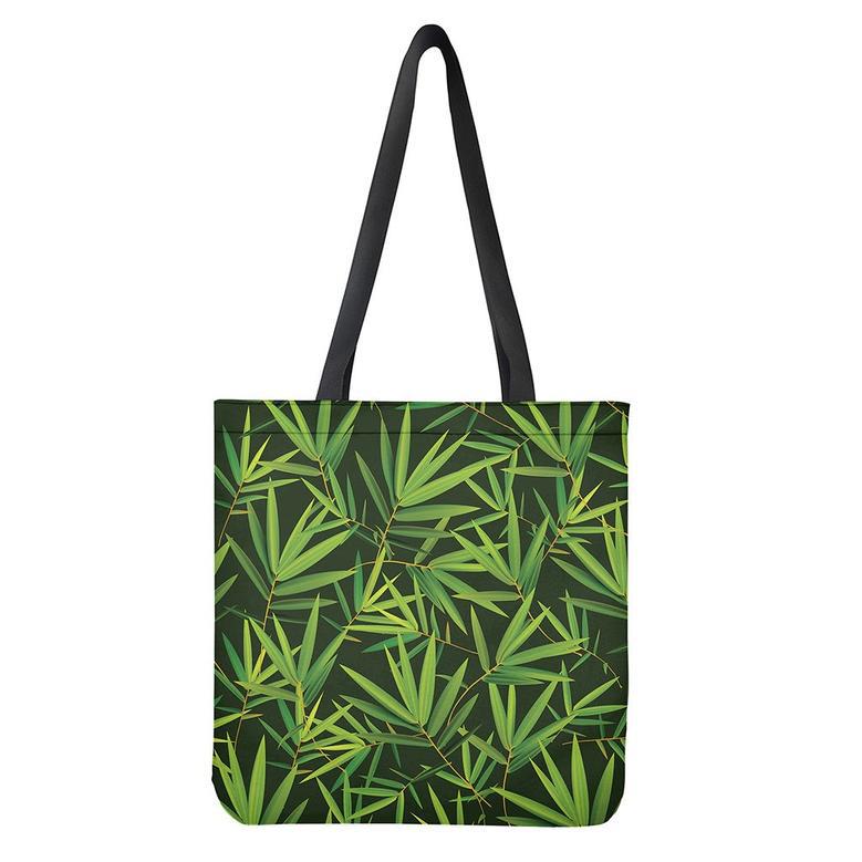 Green Bamboo Leaf Pattern Print Tote Bag