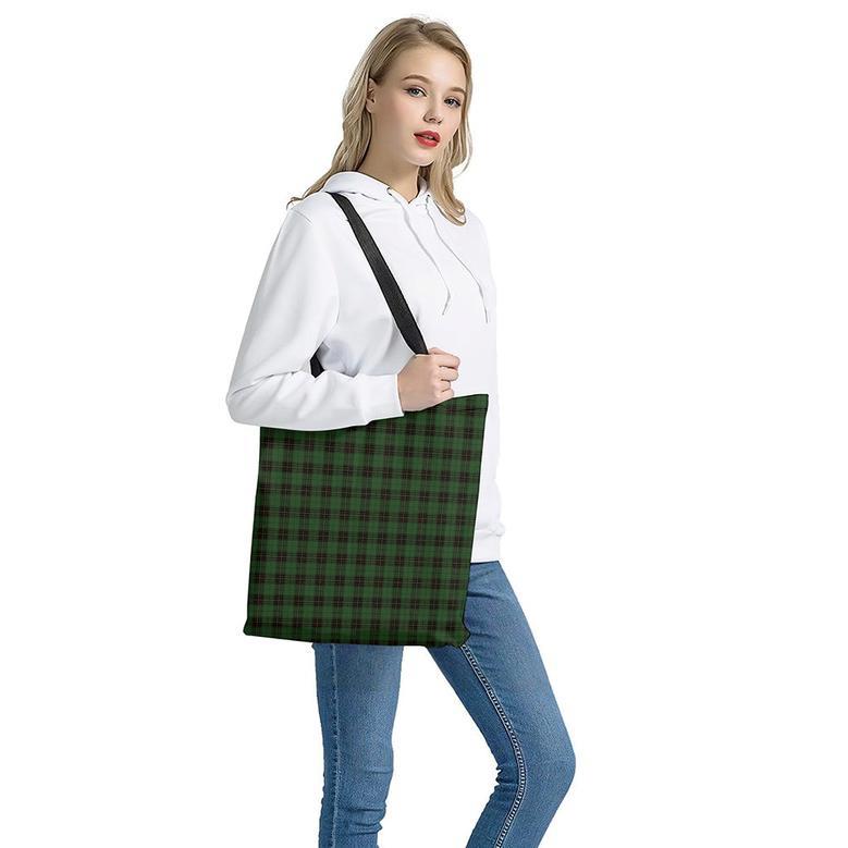 Green Black And Red Tartan Pattern Print Tote Bag