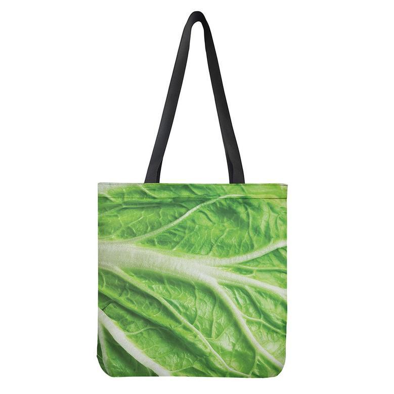 Green Cabbage Leaf Print Tote Bag