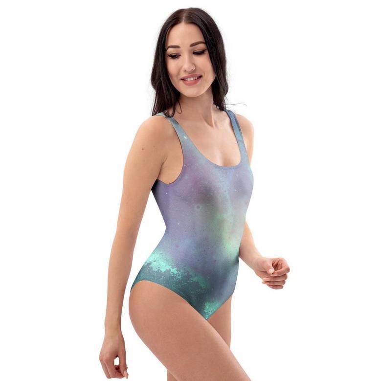 Green Galaxy Space One Piece Swimsuite