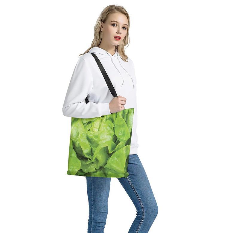 Green Lettuce Leaves Print Tote Bag