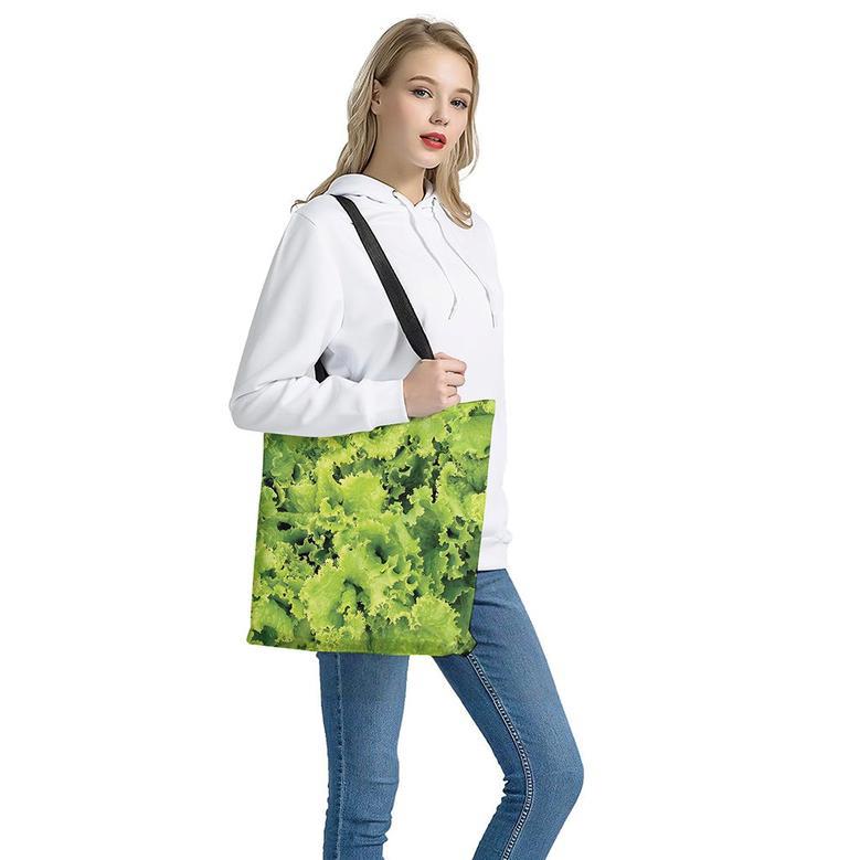 Green Lettuce Salad Print Tote Bag