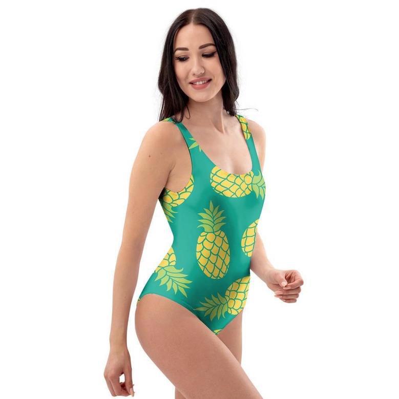 Green Pineapple Print One Piece Swimsuite