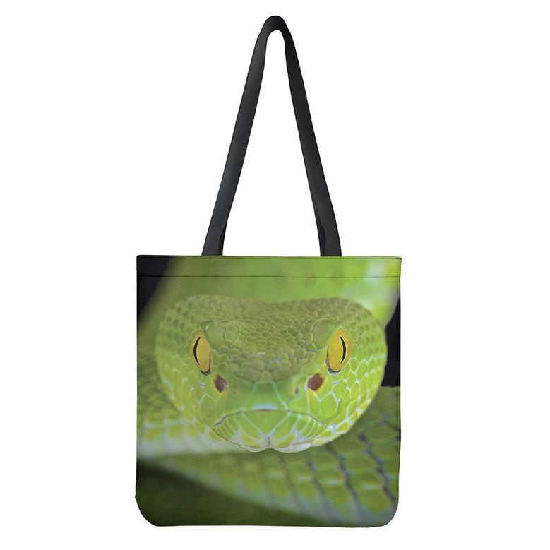 Green Pit Viper Print Tote Bag