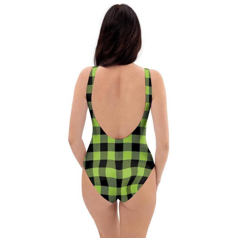 Green Plaid One Piece Swimsuite