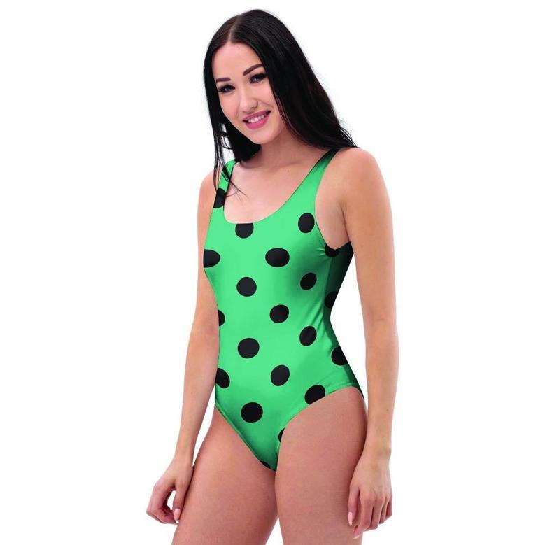 Green Polka Dot One Piece Swimsuite