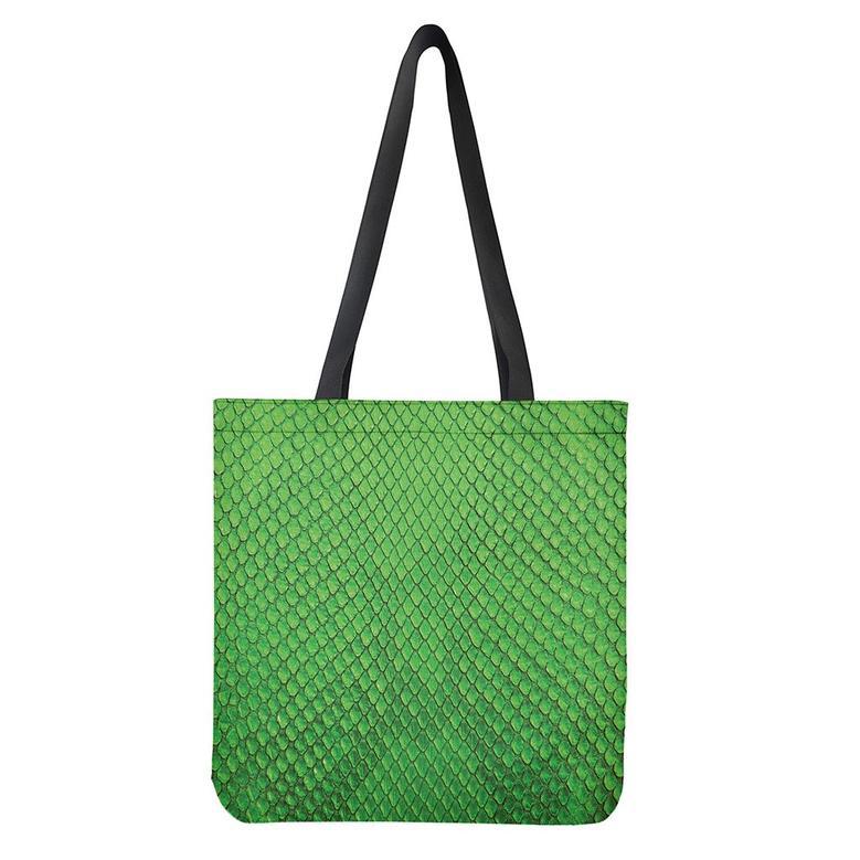 Green Python Snakeskin Print Tote Bag