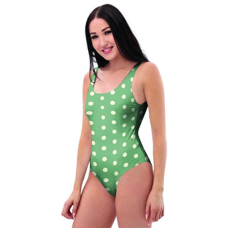 Green Sage Polka Dot One Piece Swimsuite