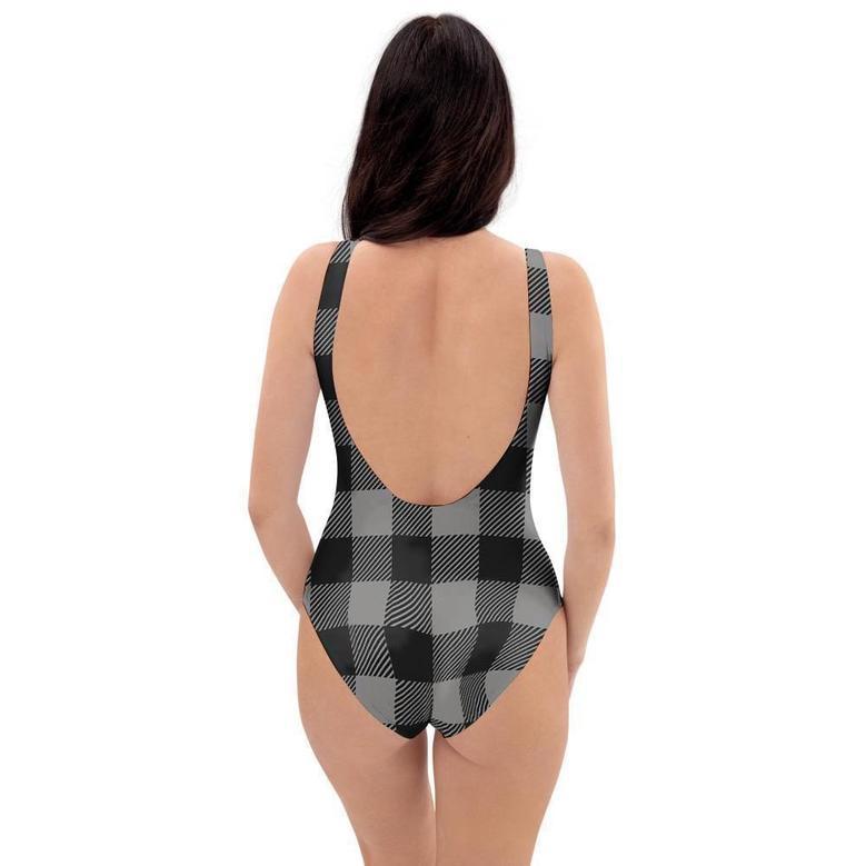 Grey Plaid One Piece Swimsuite