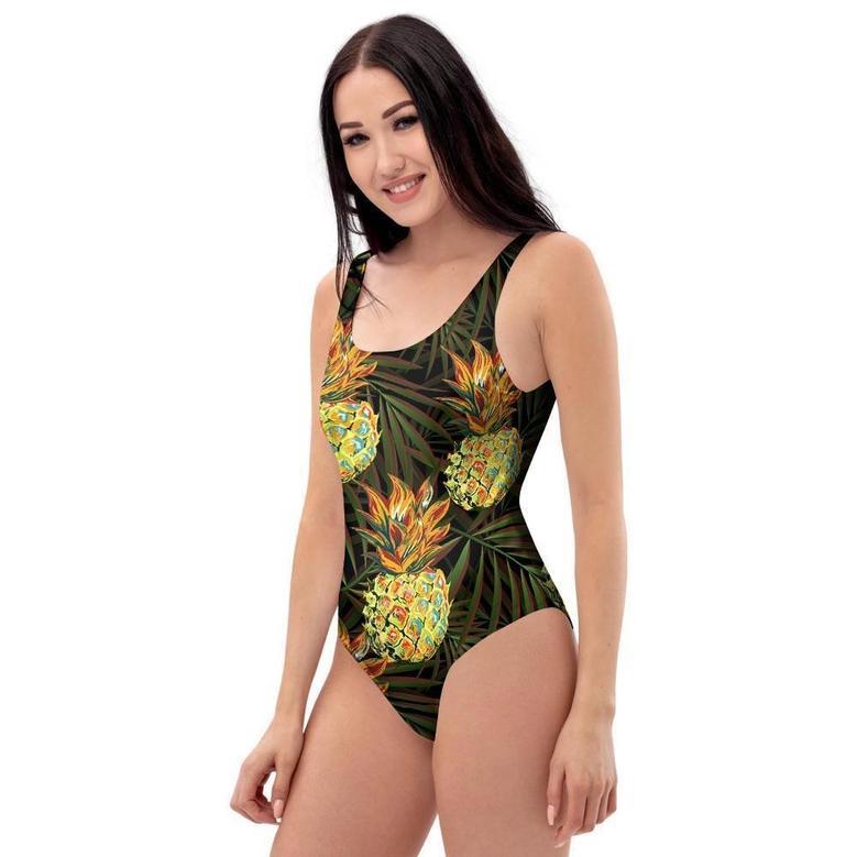 Hawaiian Golden Pineapple Edm Print One Piece Swimsuite