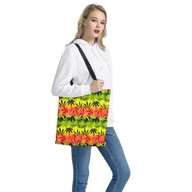 Hemp Leaf Reggae Pattern Print Tote Bag