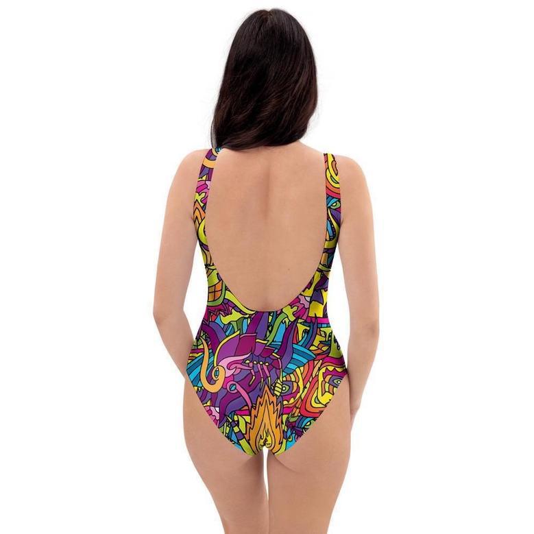 Hippie Flame Psychedelic Trippy One Piece Swimsuite