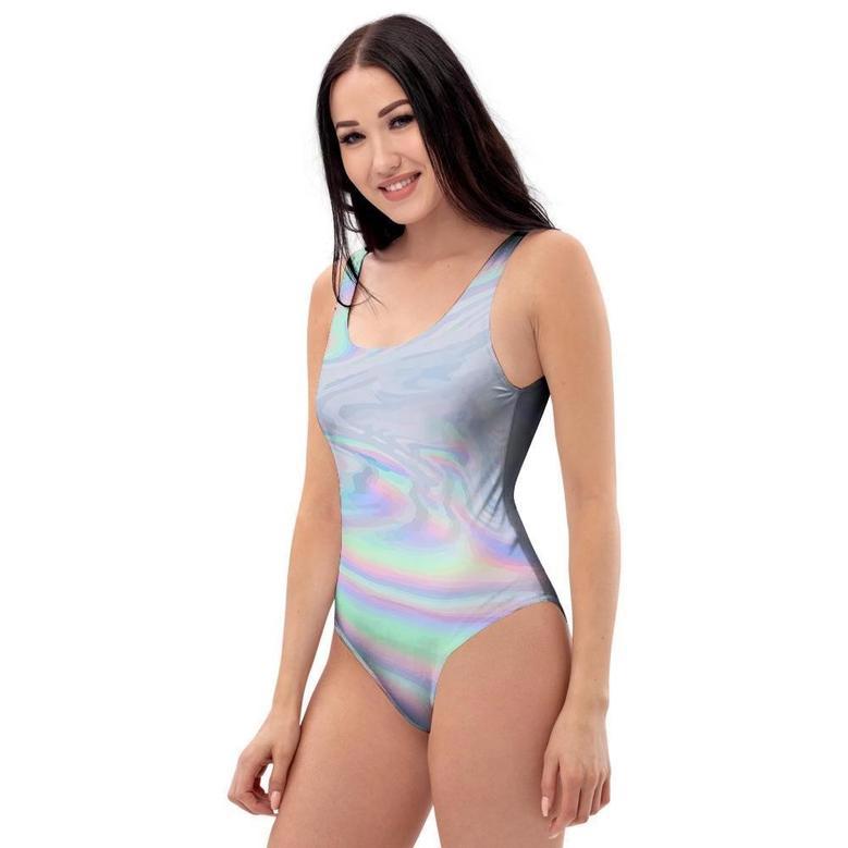 Holographic Abstract One Piece Swimsuite