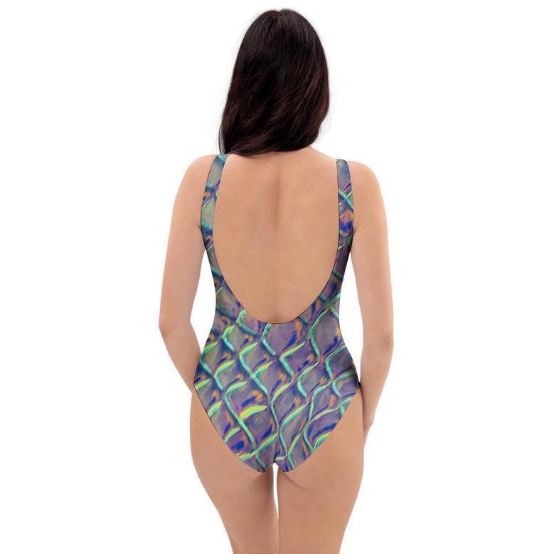 Holographic Snakeskin Print One Piece Swimsuite