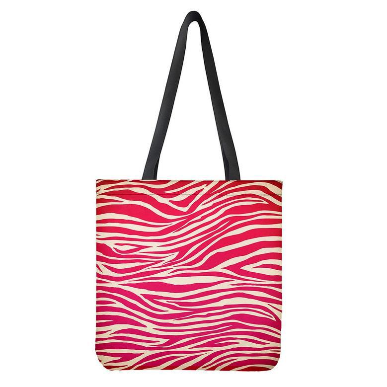 Hot Pink Zebra Pattern Print Tote Bag