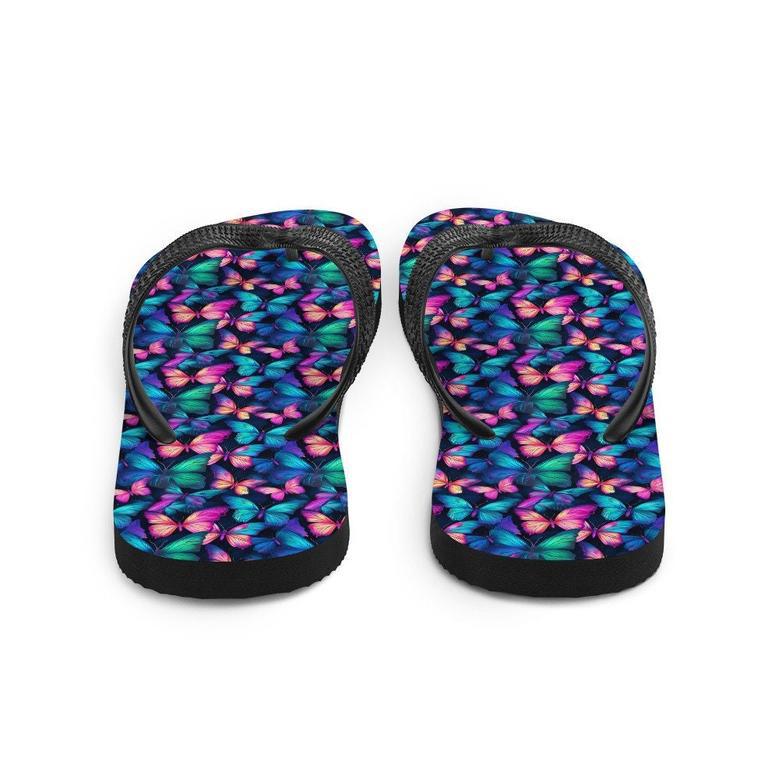 Iridescent Butterfly Flip Flops