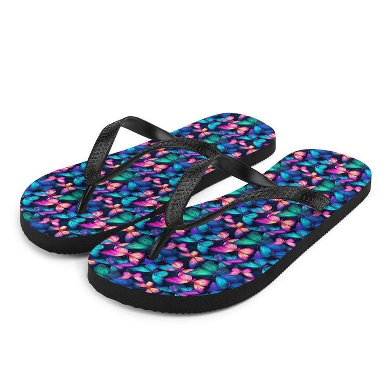 Iridescent Butterfly Flip Flops