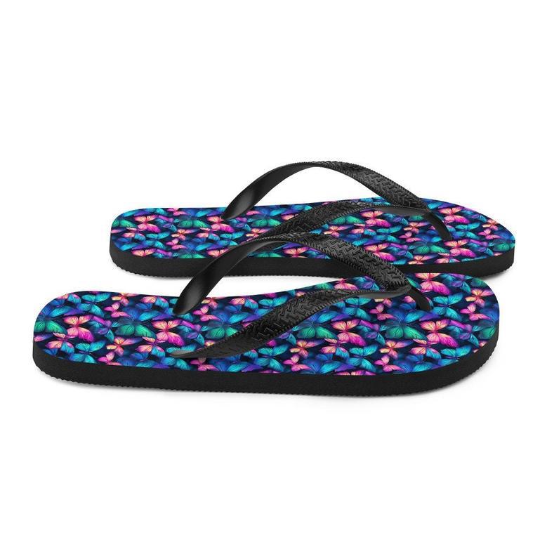 Iridescent Butterfly Flip Flops