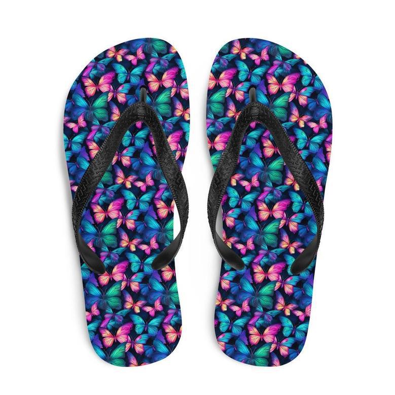 Iridescent Butterfly Flip Flops