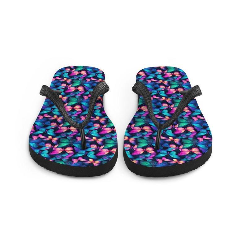 Iridescent Butterfly Flip Flops