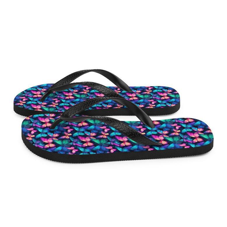 Iridescent Butterfly Flip Flops