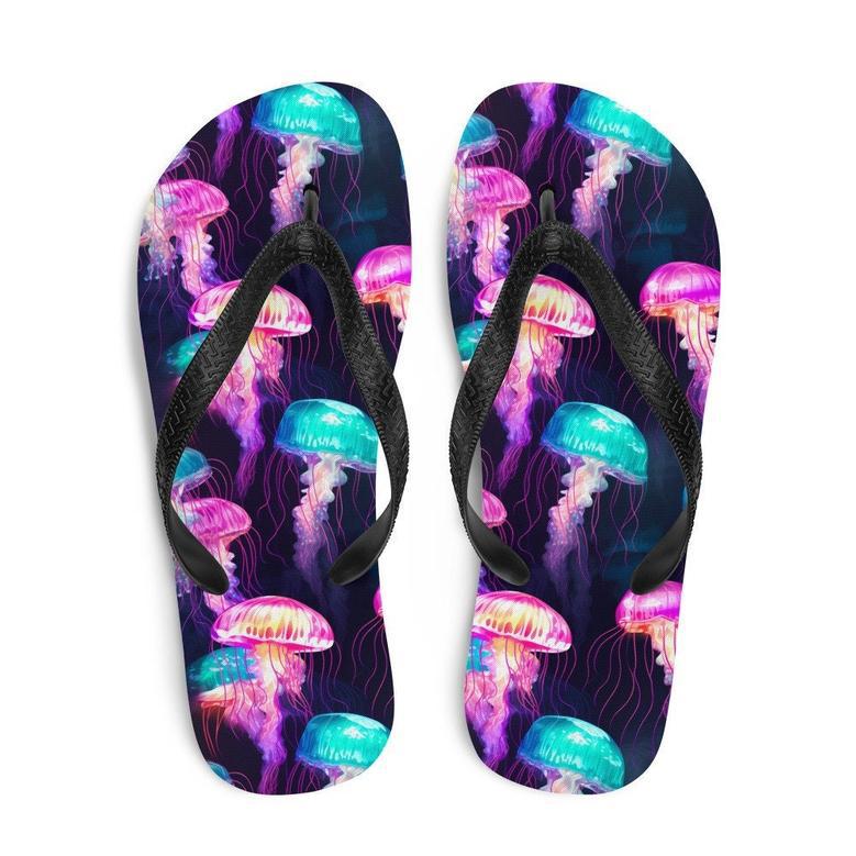 Iridescent Jellyfish Flip Flops