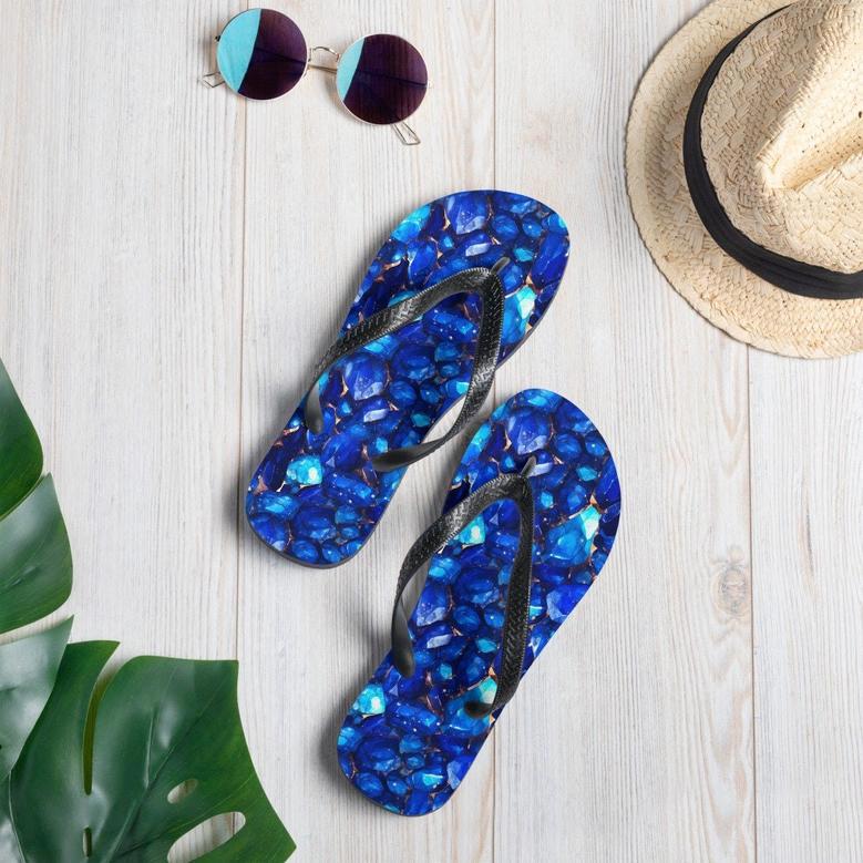 Lapis Gemstone Pattern Flip Flops